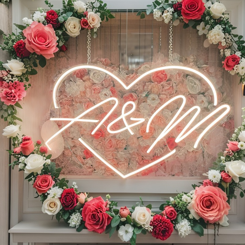 Custom Initials Heart LED Neon - Neon Sign Party reseña y precio