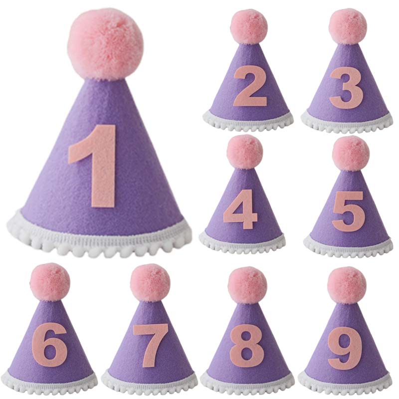 Purple Birthday Hat 1 2 3 4 5  - Party Hat Cone reseña y precio