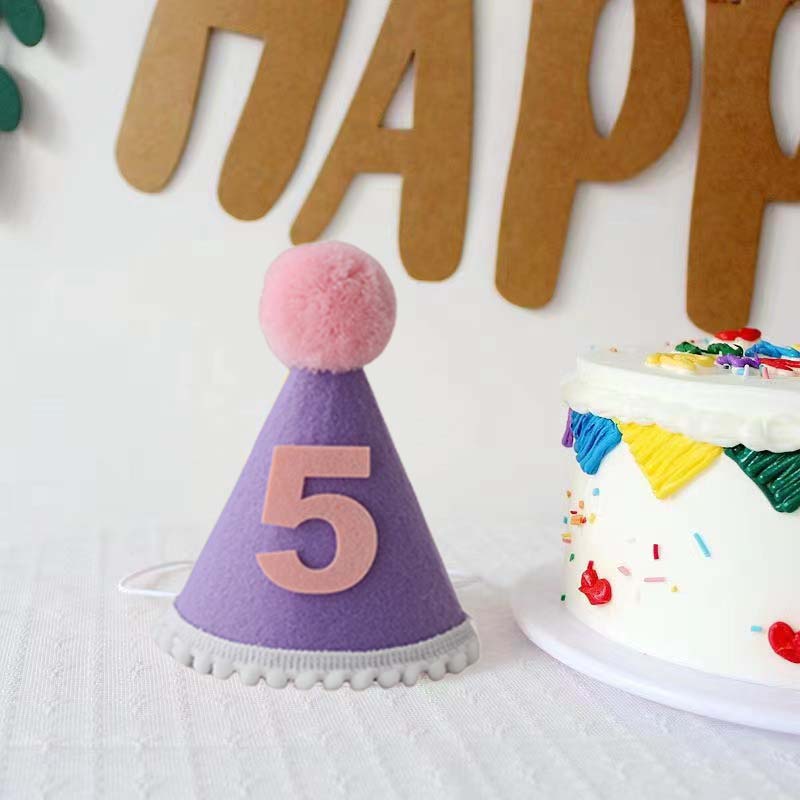 Purple Birthday Hat 1 2 3 4 5  - Party Hat Cone reseña y precio