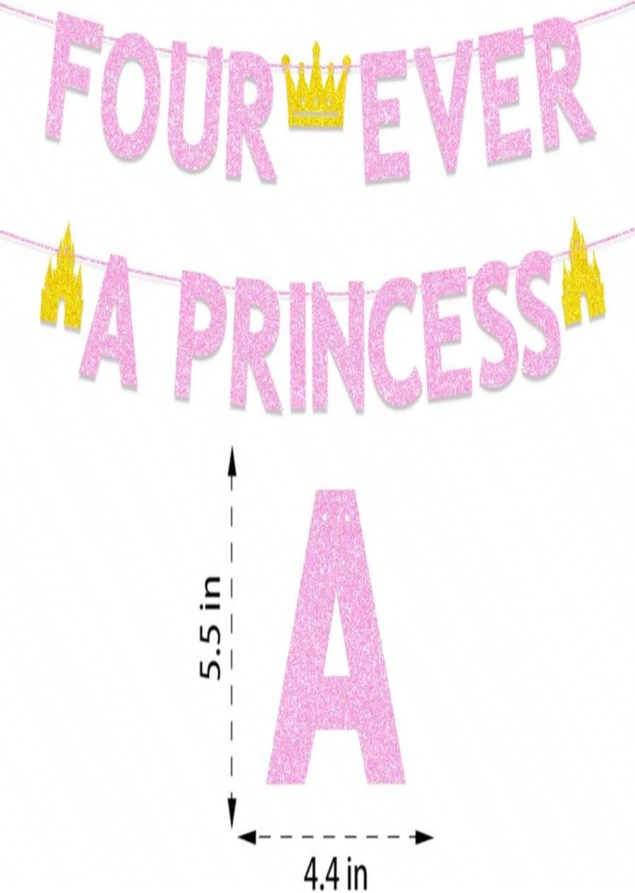 Princess 4th Birthday Decorati - Party Banner Gold reseña y precio