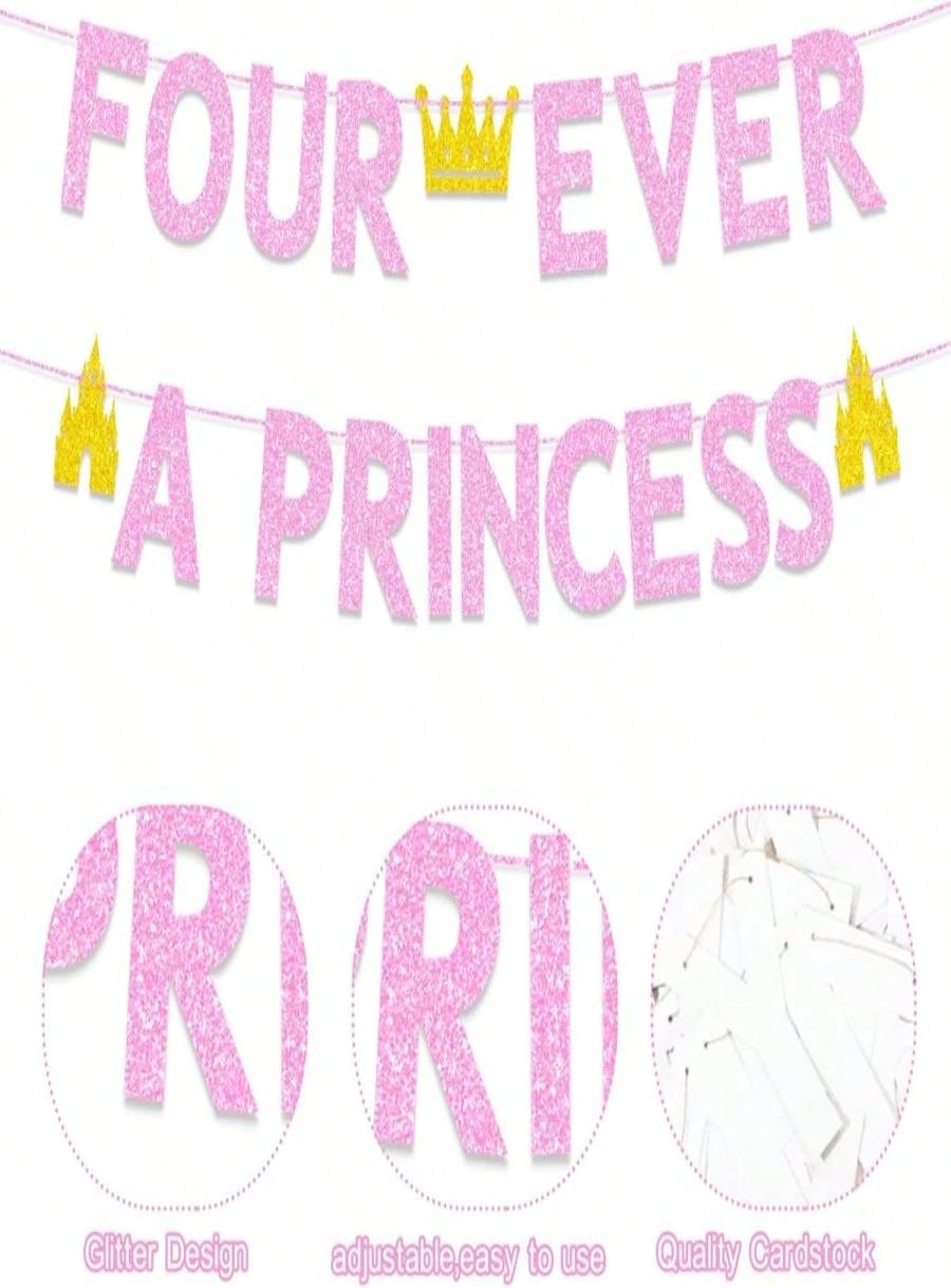 Princess 4th Birthday Decorati - Party Banner Gold reseña y precio