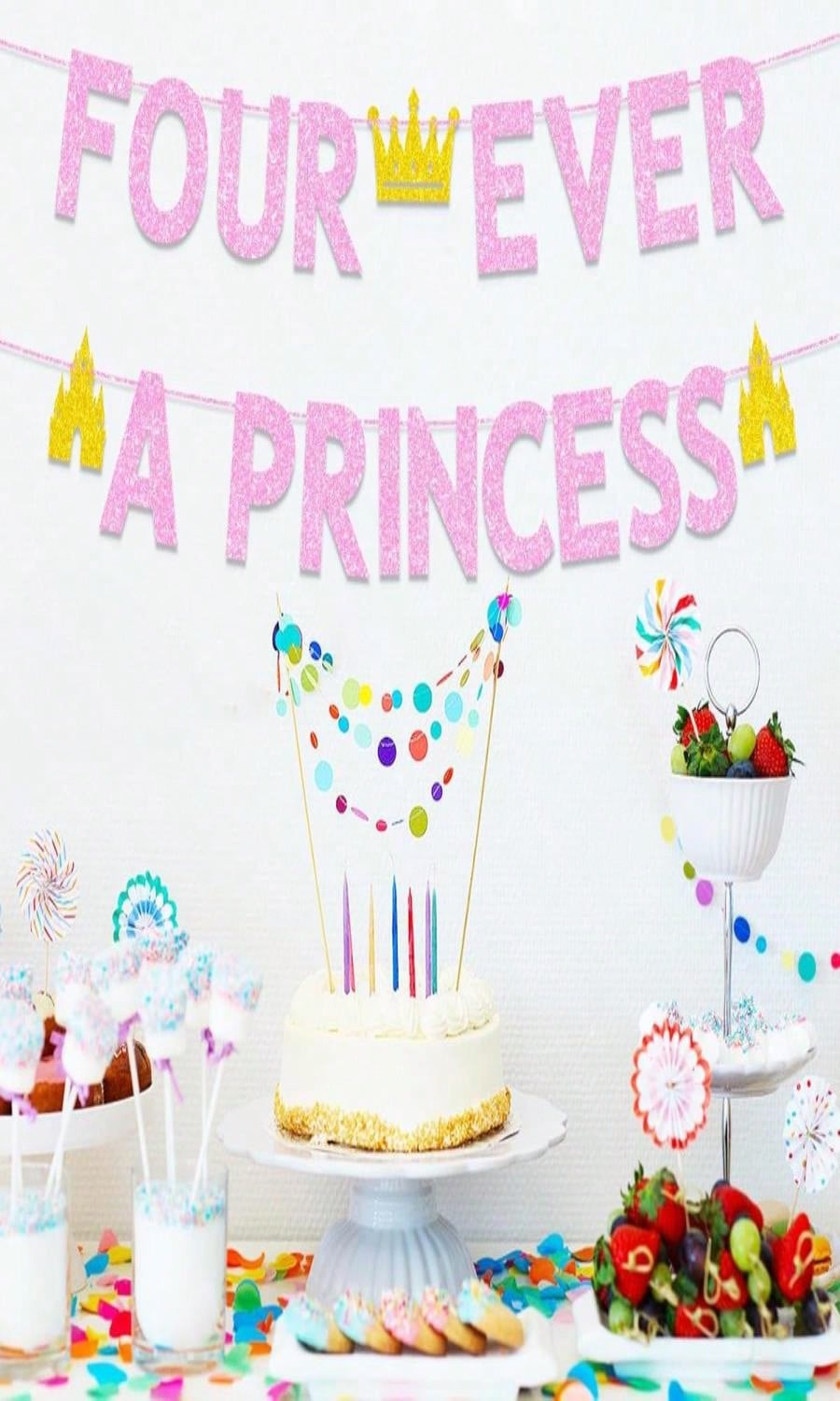 Princess 4th Birthday Decorati - Party Banner Gold reseña y precio