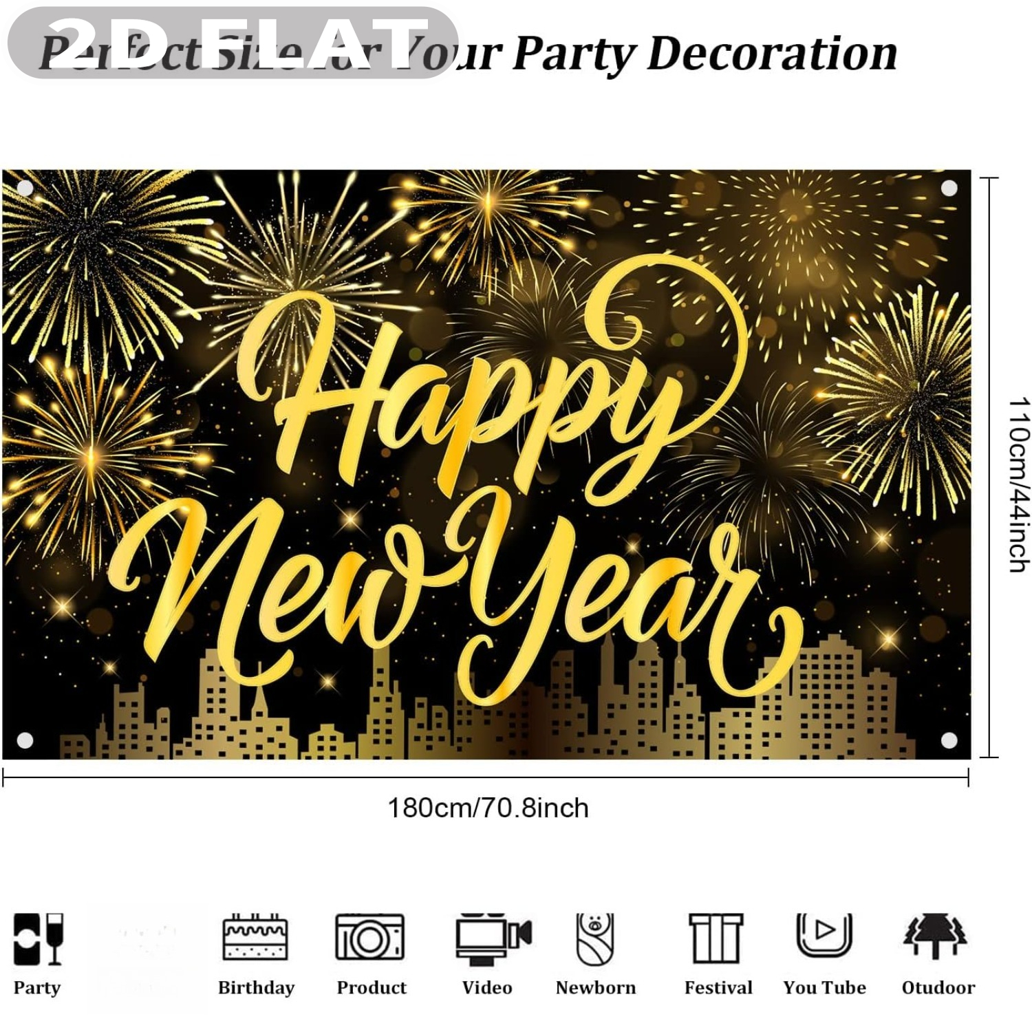1pc Happy New Year Party Photo - Party Banner Gold reseña y precio