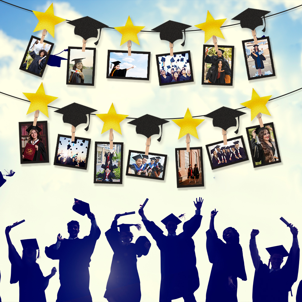 Black Gold Graduation Photo Ba - Party Banner Gold reseña y precio