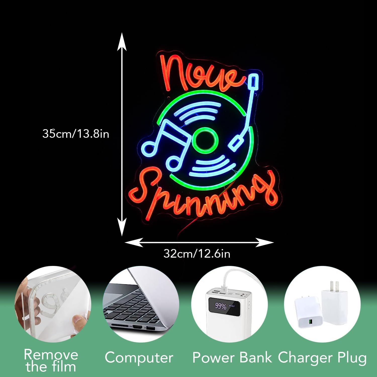 Record Neon Sign USB LED Neon  - Neon Sign Party reseña y precio