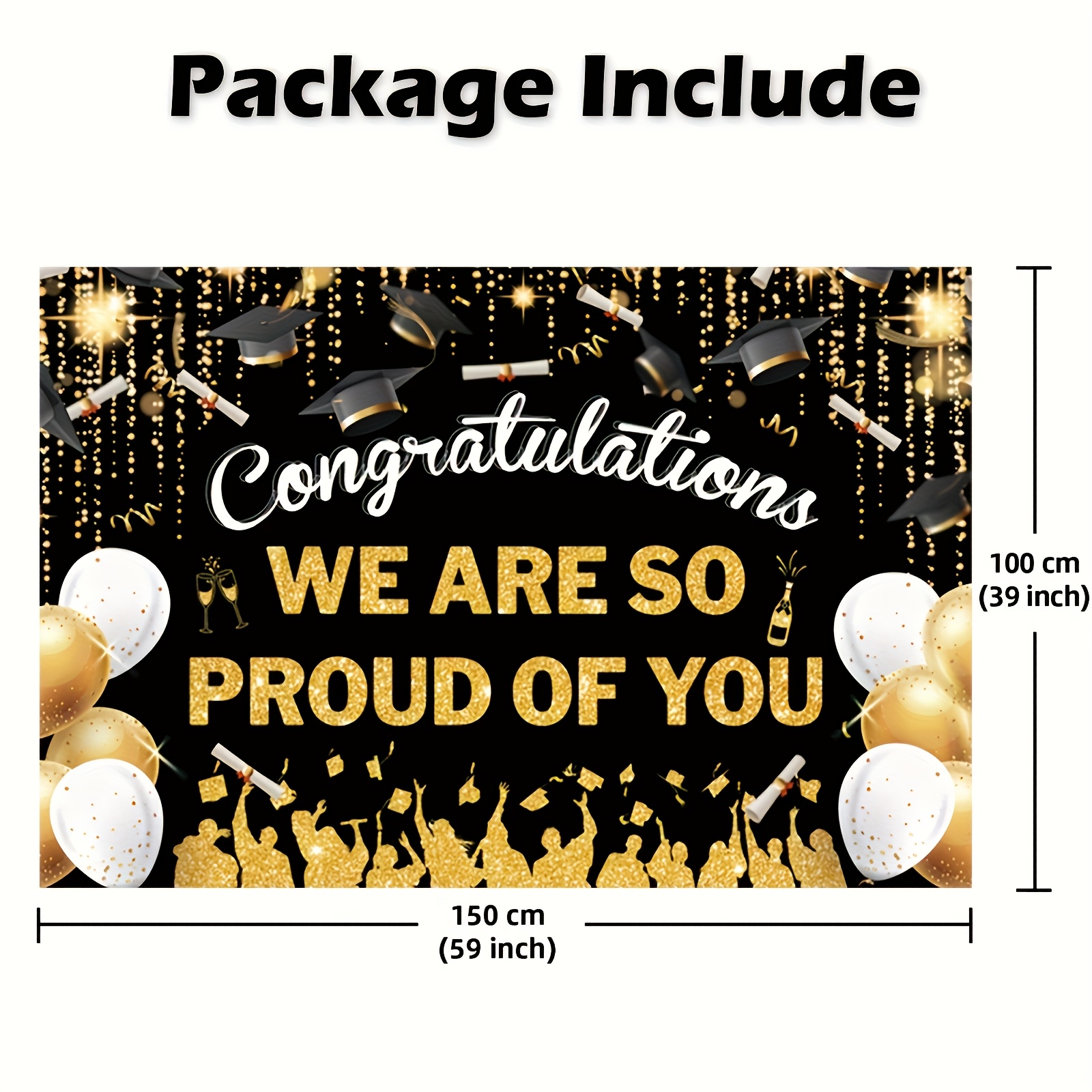 2D FlatGraduation Party Banner - Party Banner Gold reseña y precio