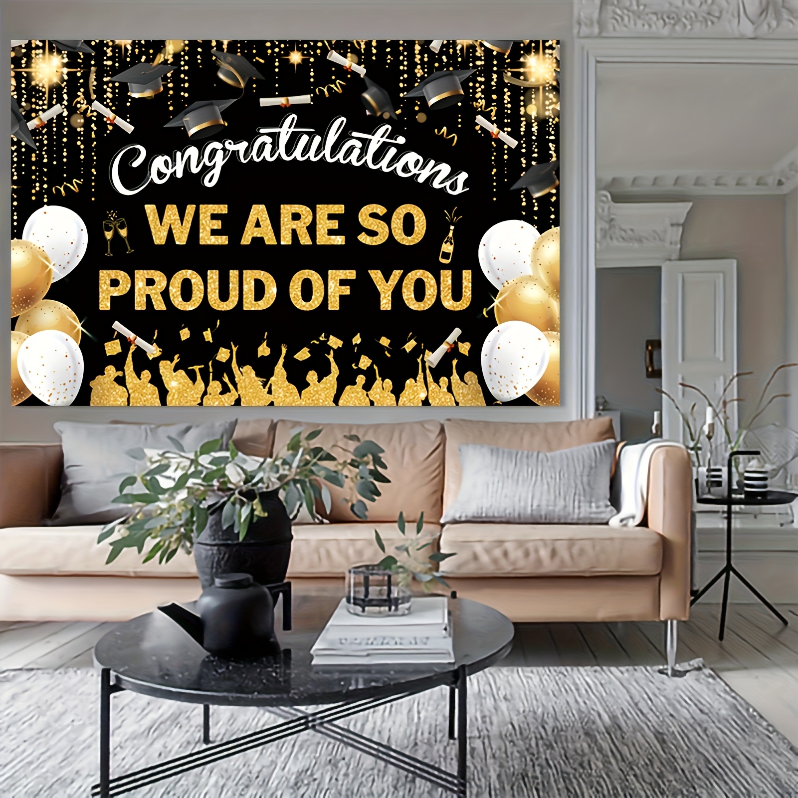 2D FlatGraduation Party Banner - Party Banner Gold reseña y precio