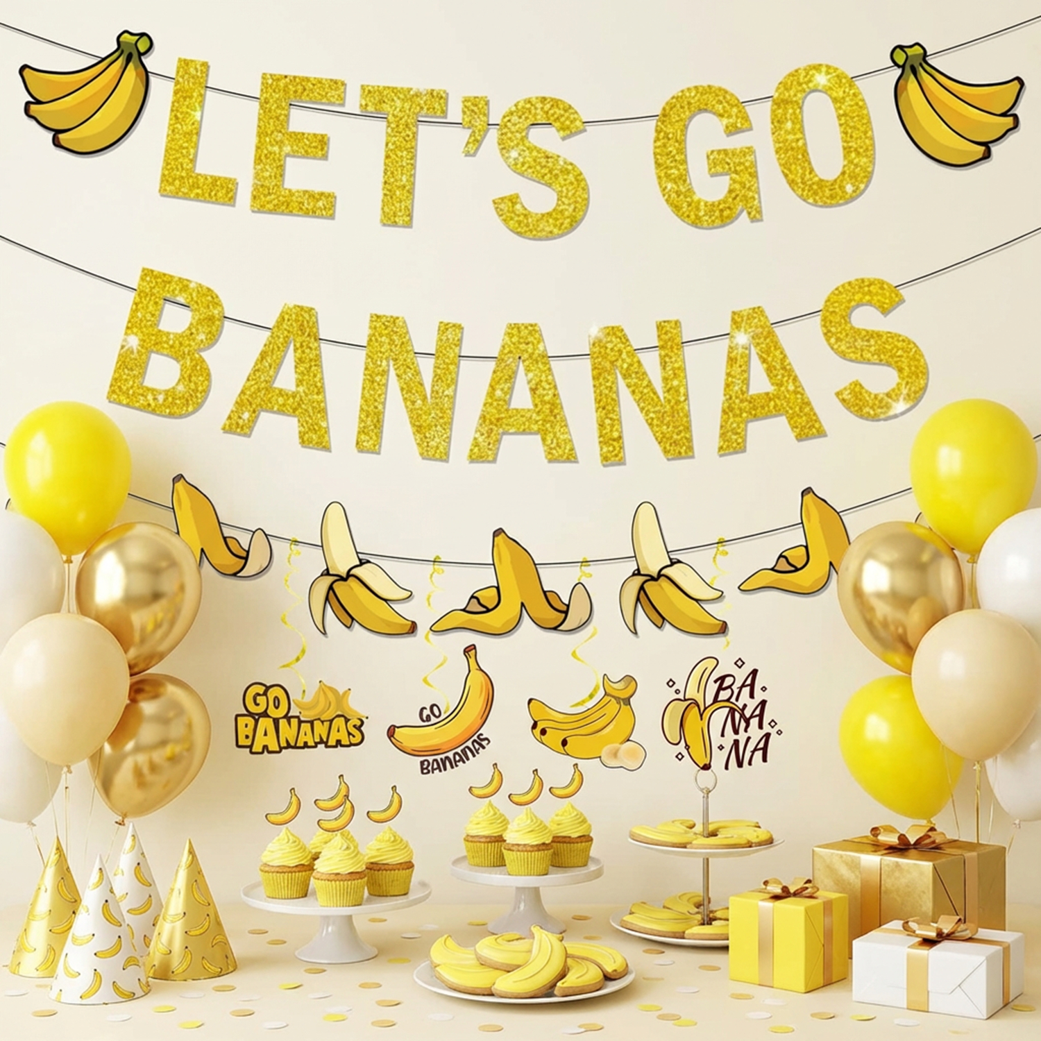 Yellow Bananas Birthday Banner - Let'S Party Event Supply reseña y precio