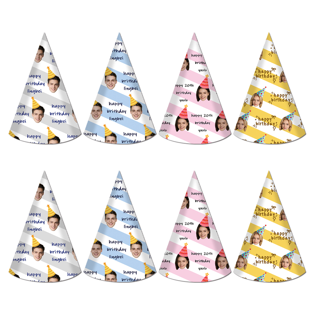 8pcs Custom Text and Photo Fac - Party Hat Cone reseña y precio