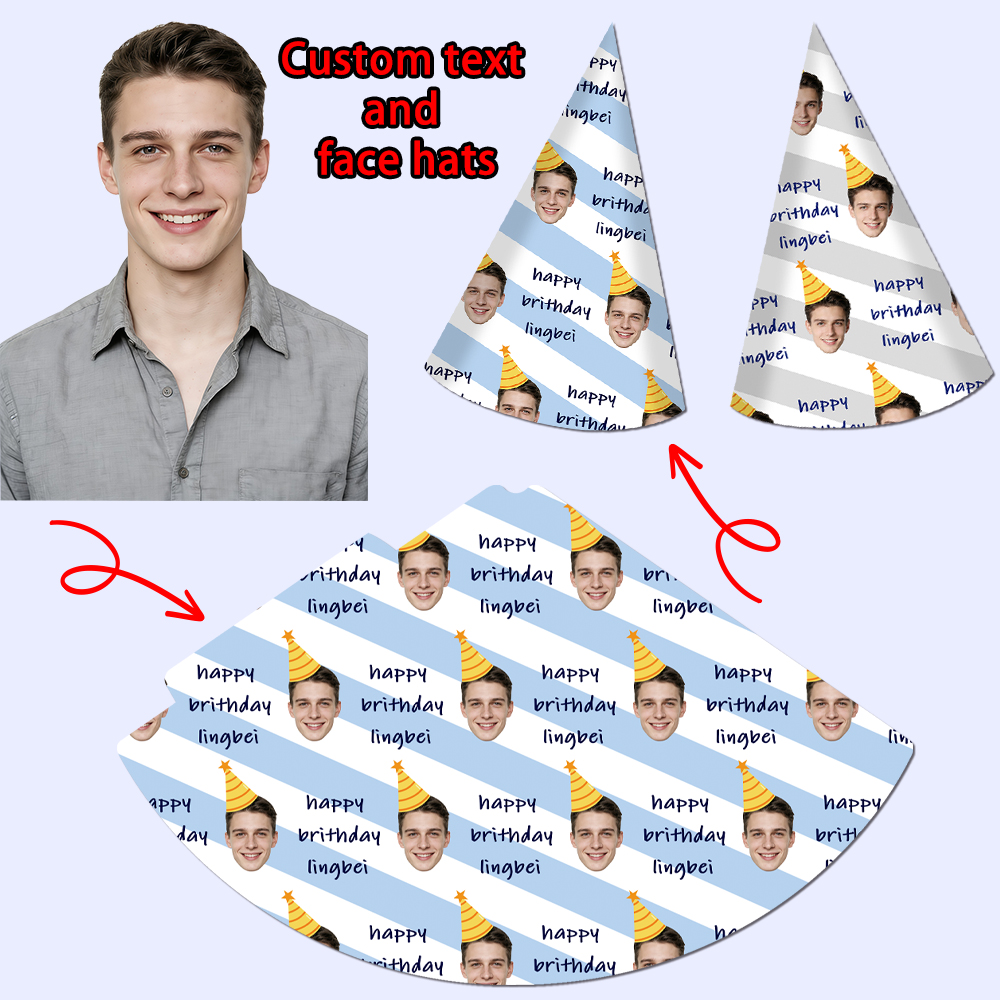 8pcs Custom Text and Photo Fac - Party Hat Cone reseña y precio