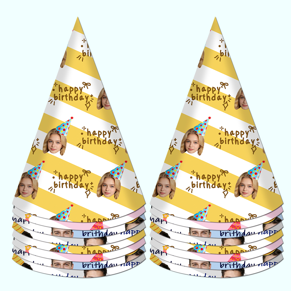 8pcs Custom Text and Photo Fac - Party Hat Cone reseña y precio