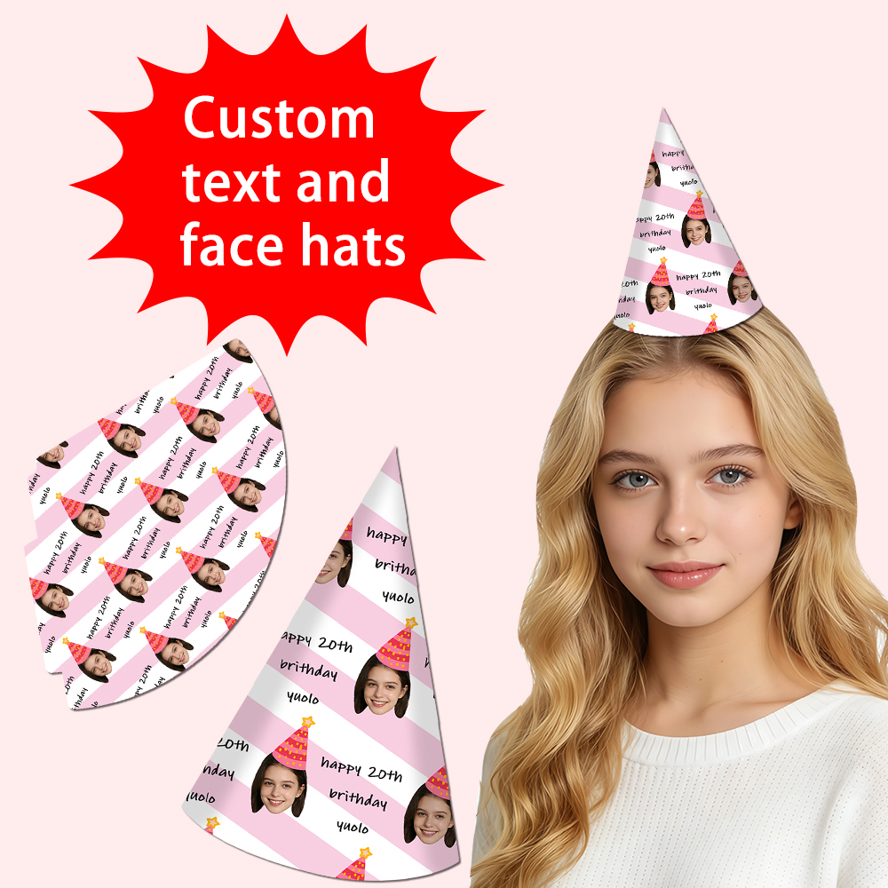 8pcs Custom Text and Photo Fac - Party Hat Cone reseña y precio
