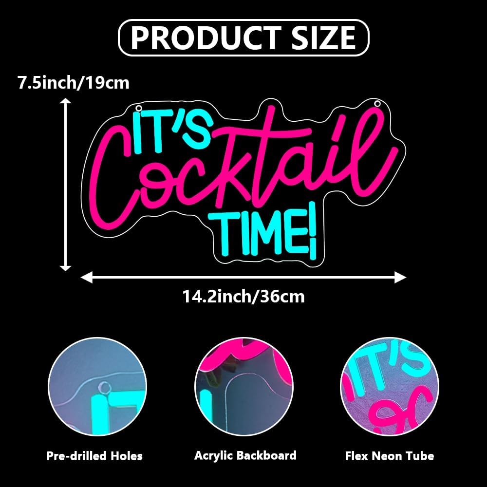 Cocktails Neon Sign USB Powere - Neon Sign Party reseña y precio