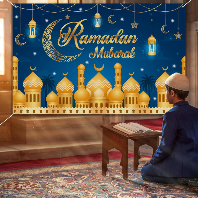 VIKAMA Ramadan Mubarak Blue Go - Party Banner Gold reseña y precio