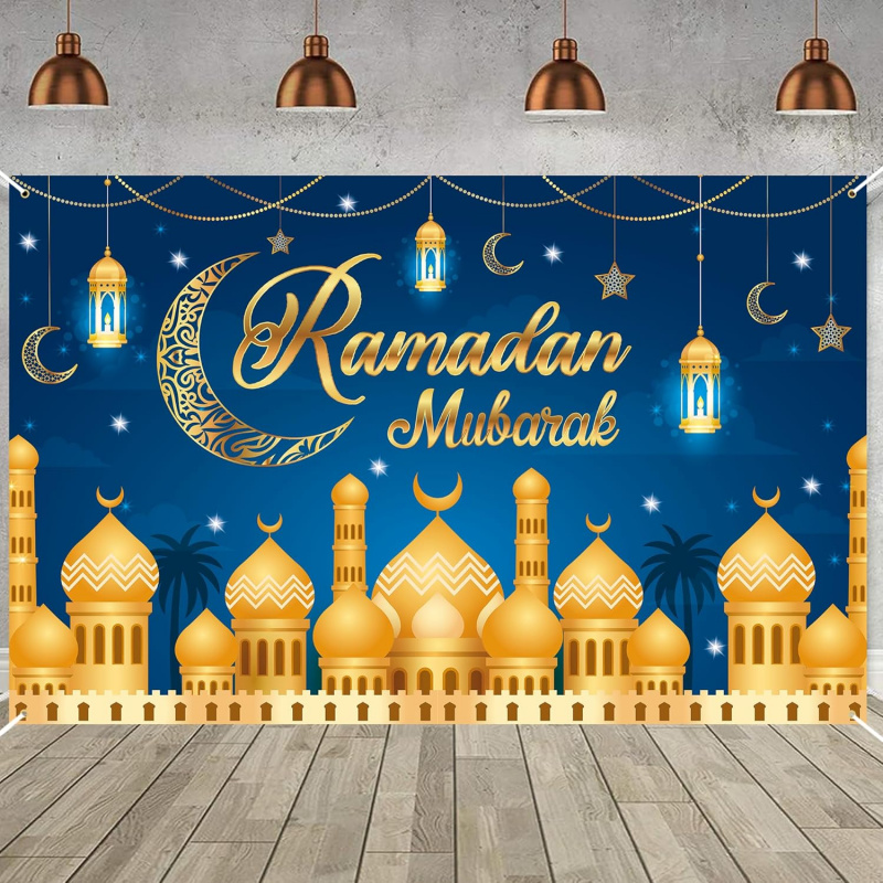 VIKAMA Ramadan Mubarak Blue Go - Party Banner Gold reseña y precio
