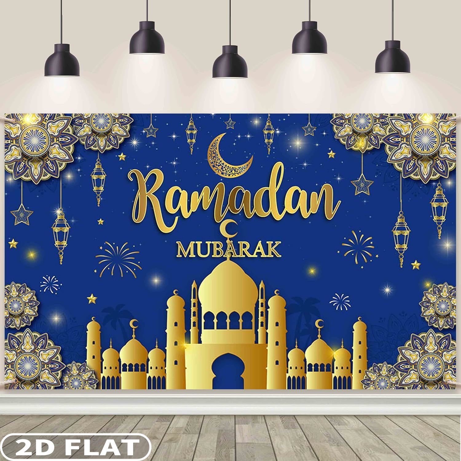 2D FLAT 1pc Ramadan Mubarak Fe - Party Banner Gold reseña y precio