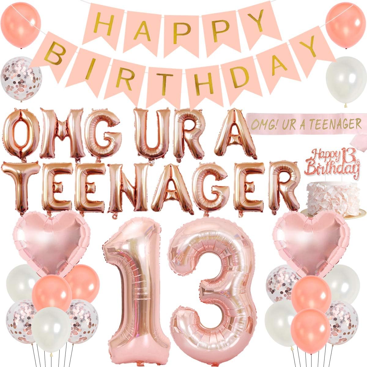 13th Birthday Party Decoration - Party Banner Gold reseña y precio