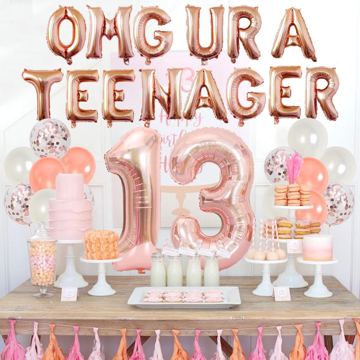 13th Birthday Party Decoration - Party Banner Gold reseña y precio