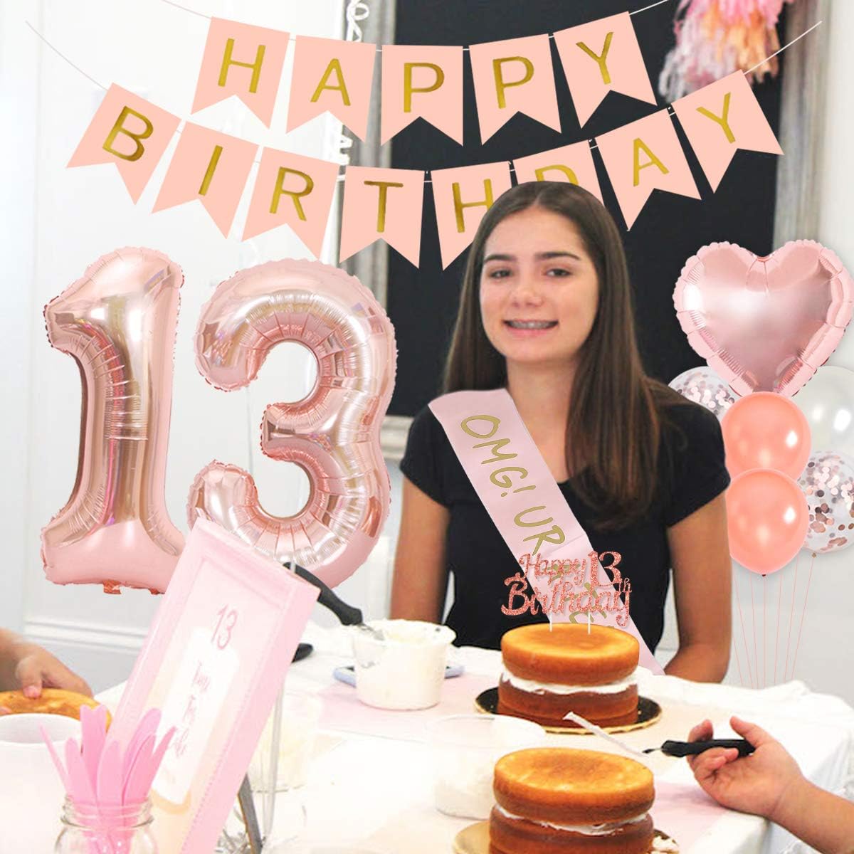 13th Birthday Party Decoration - Party Banner Gold reseña y precio