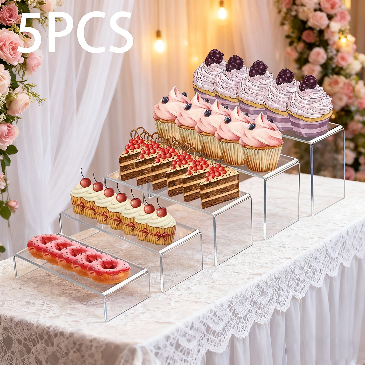 5pcs Acrylic Dessert Display S - Cupcake Stand Tier reseña y precio