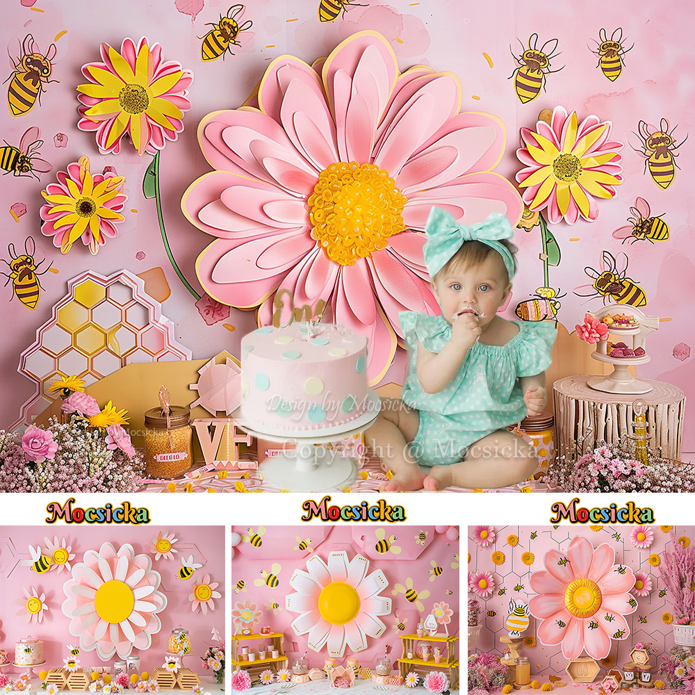Mocsicka Sweet Daisy Girl Birt - Dessert Table Backdrop reseña y precio