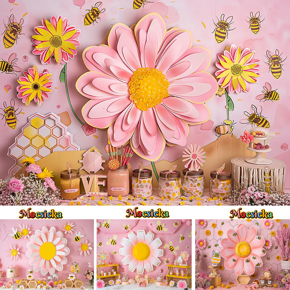 Mocsicka Sweet Daisy Girl Birt - Dessert Table Backdrop reseña y precio