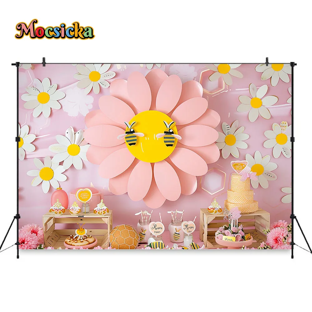 Mocsicka Sweet Daisy Girl Birt - Dessert Table Backdrop reseña y precio