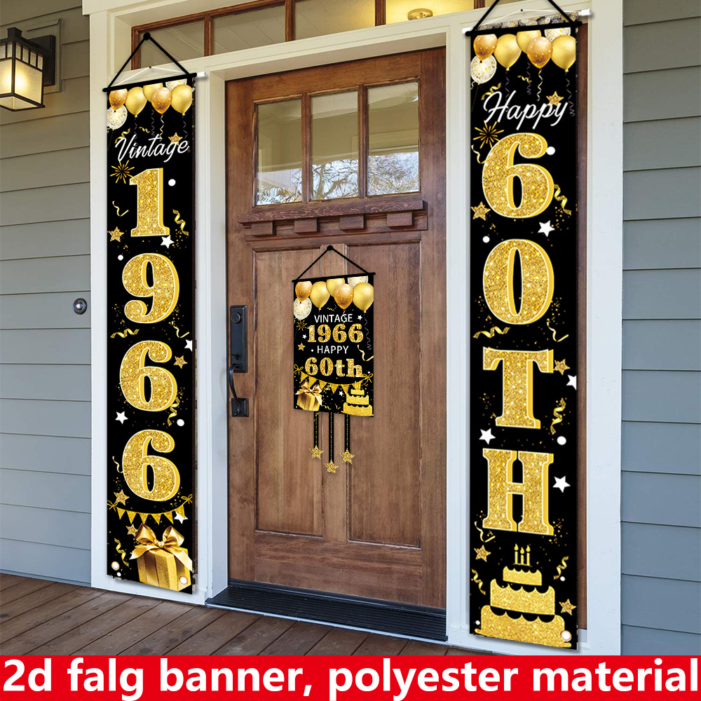 2D Flat 3-Piece 60th Birthday  - Party Banner Gold reseña y precio