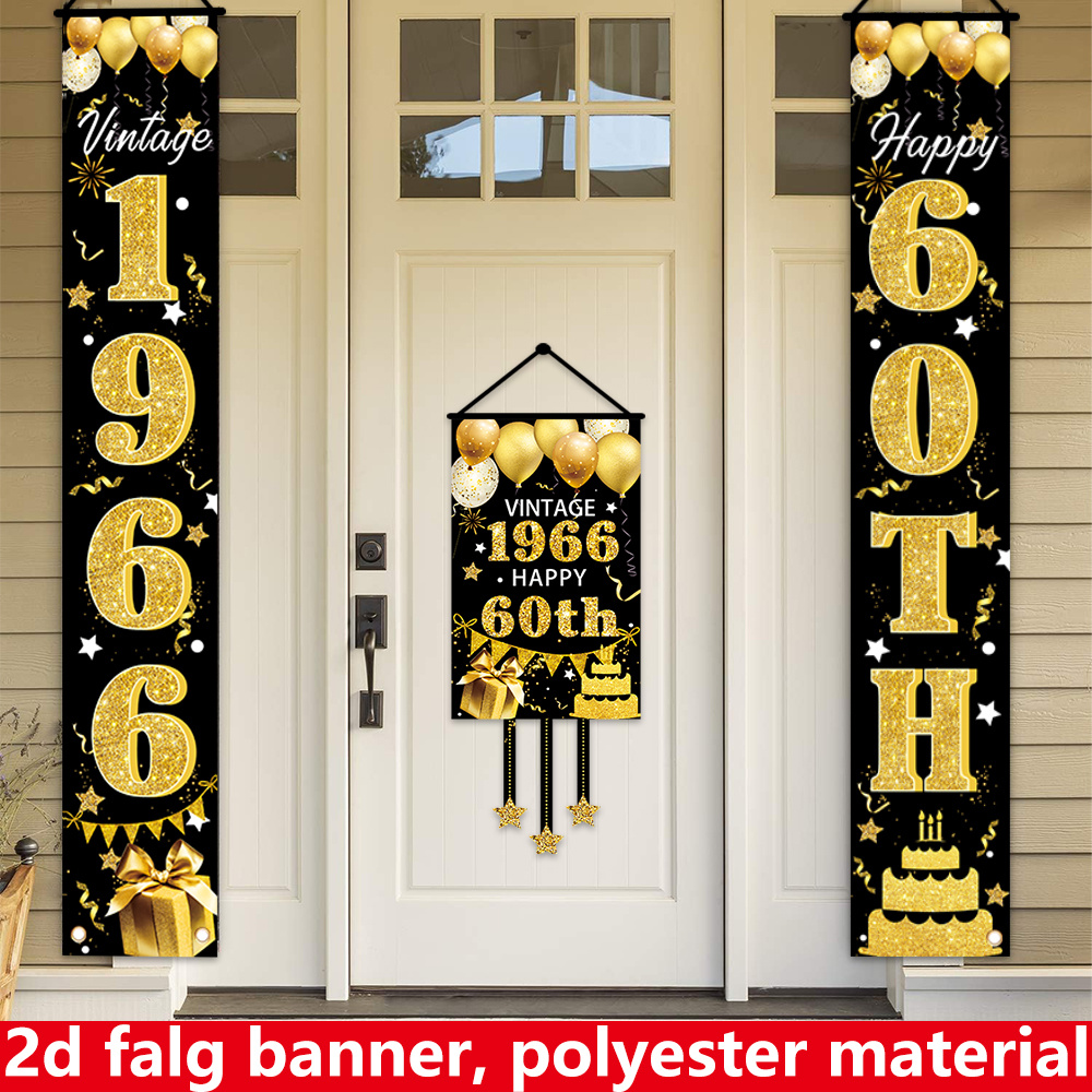 2D Flat 3-Piece 60th Birthday  - Party Banner Gold reseña y precio