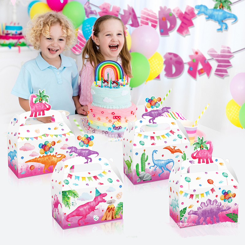 4/24Pcs Pink Dinosaur Candy Bo - Event Party Box reseña y precio