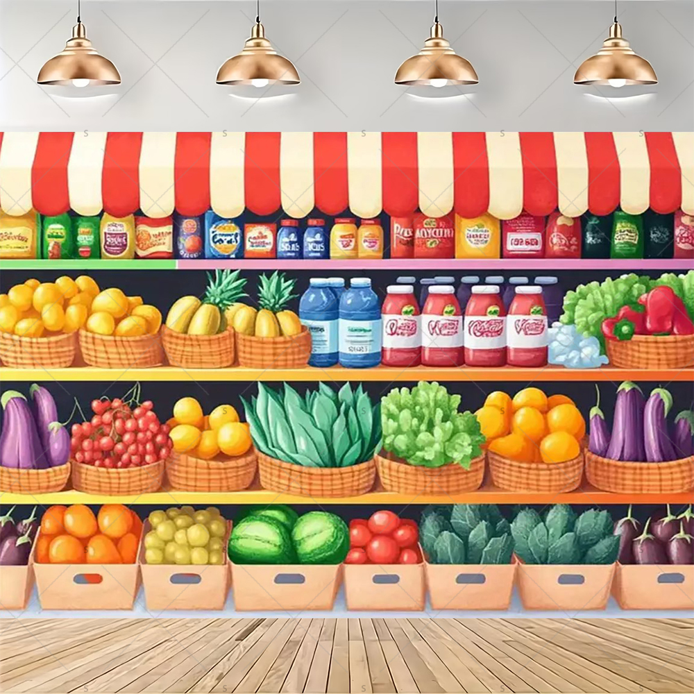 Colorful Supermarket Shelf Bac - Party Event Supply Store reseña y precio