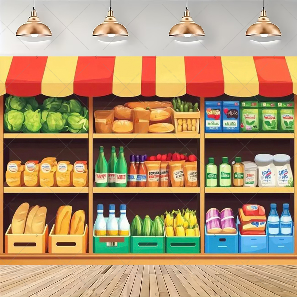 Colorful Supermarket Shelf Bac - Party Event Supply Store reseña y precio