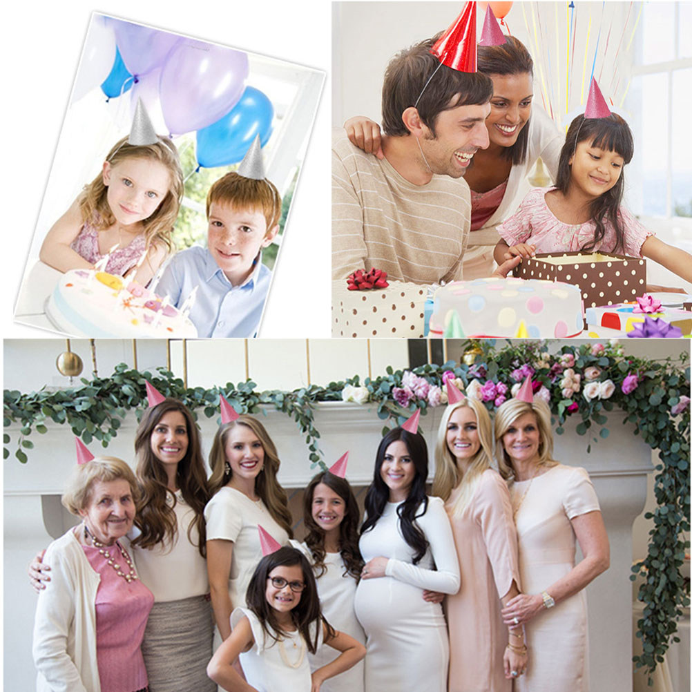 12Pcs Glitter Birthday Cone Ha - Party Hat Cone reseña y precio
