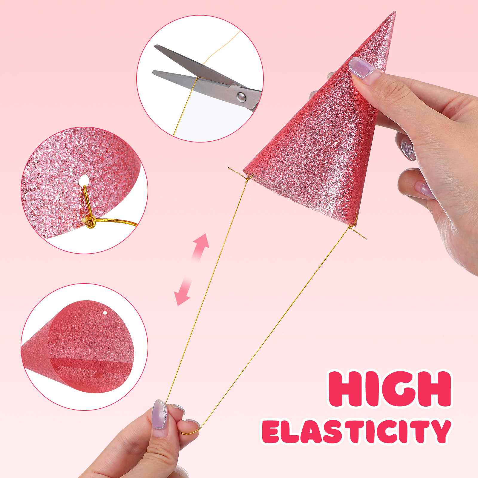 12Pcs Glitter Birthday Cone Ha - Party Hat Cone reseña y precio