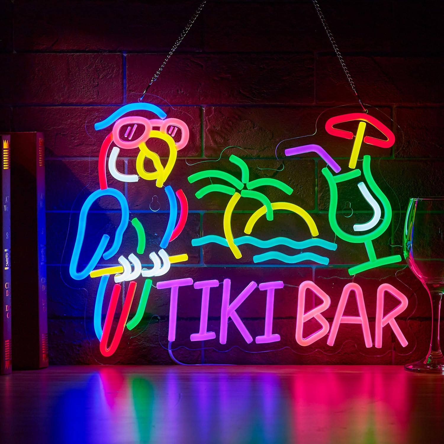 Tiki Bar Parrot Palm Tree Neon - Neon Sign Party reseña y precio