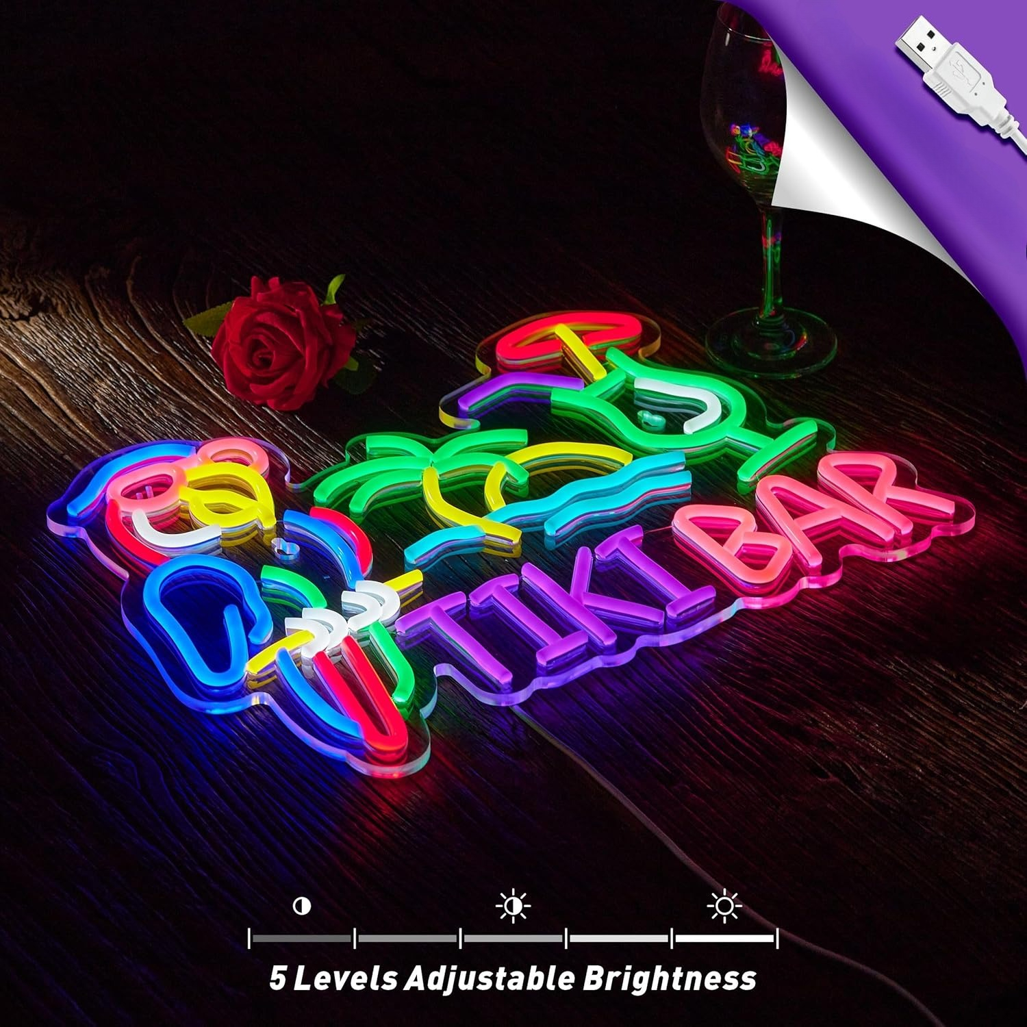 Tiki Bar Parrot Palm Tree Neon - Neon Sign Party reseña y precio