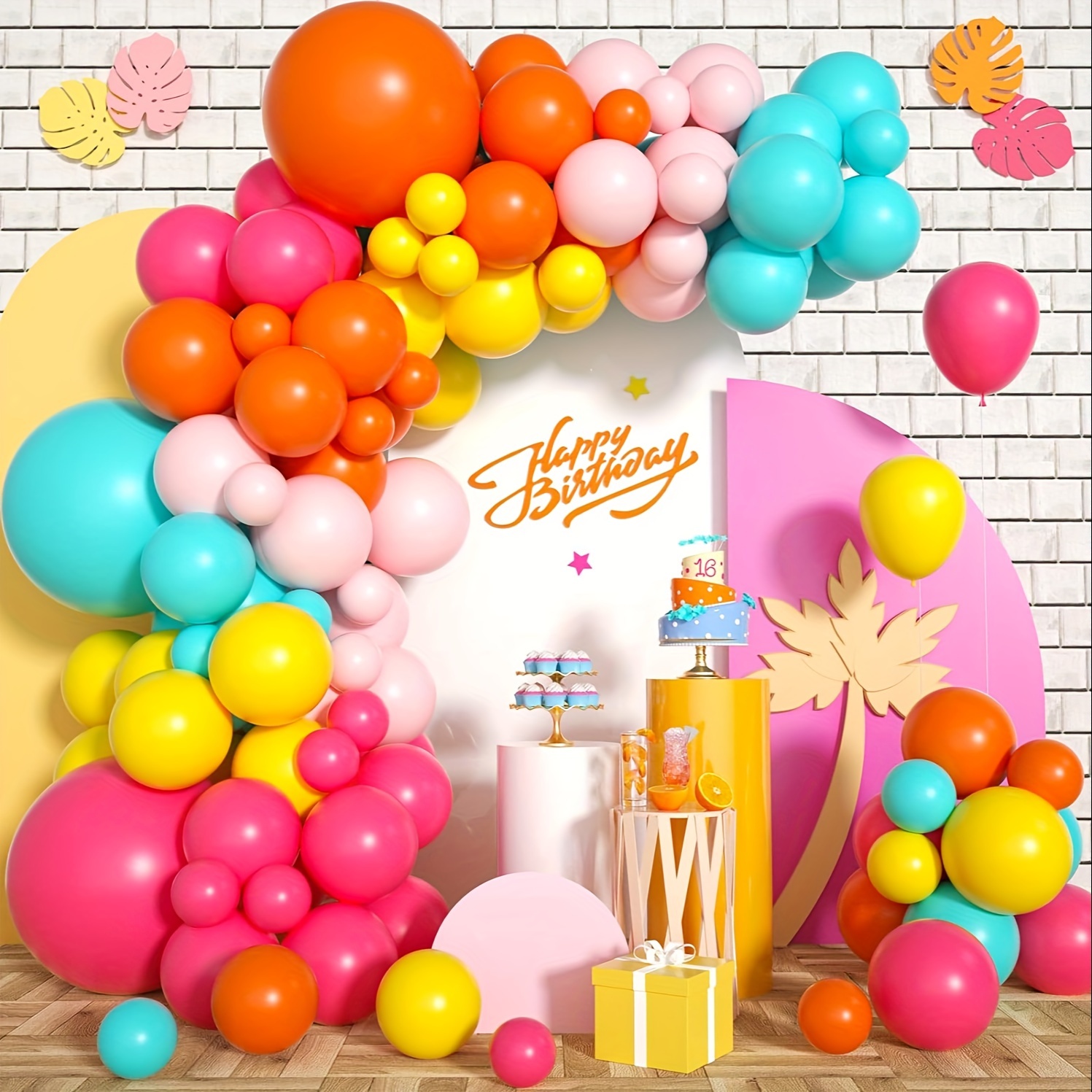 130pcs Pink Yellow Orange Ball - Balloon Arch Kit reseña y precio