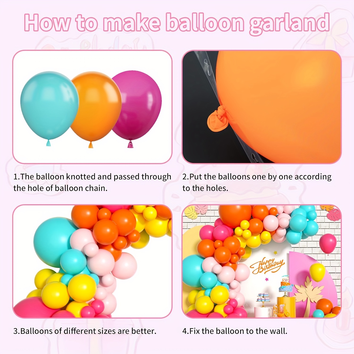 130pcs Pink Yellow Orange Ball - Balloon Arch Kit reseña y precio