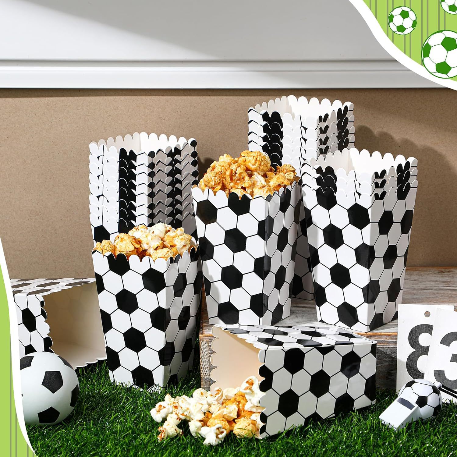 6/18Pcs  Football Popcorn Boxe - Event Party Box reseña y precio