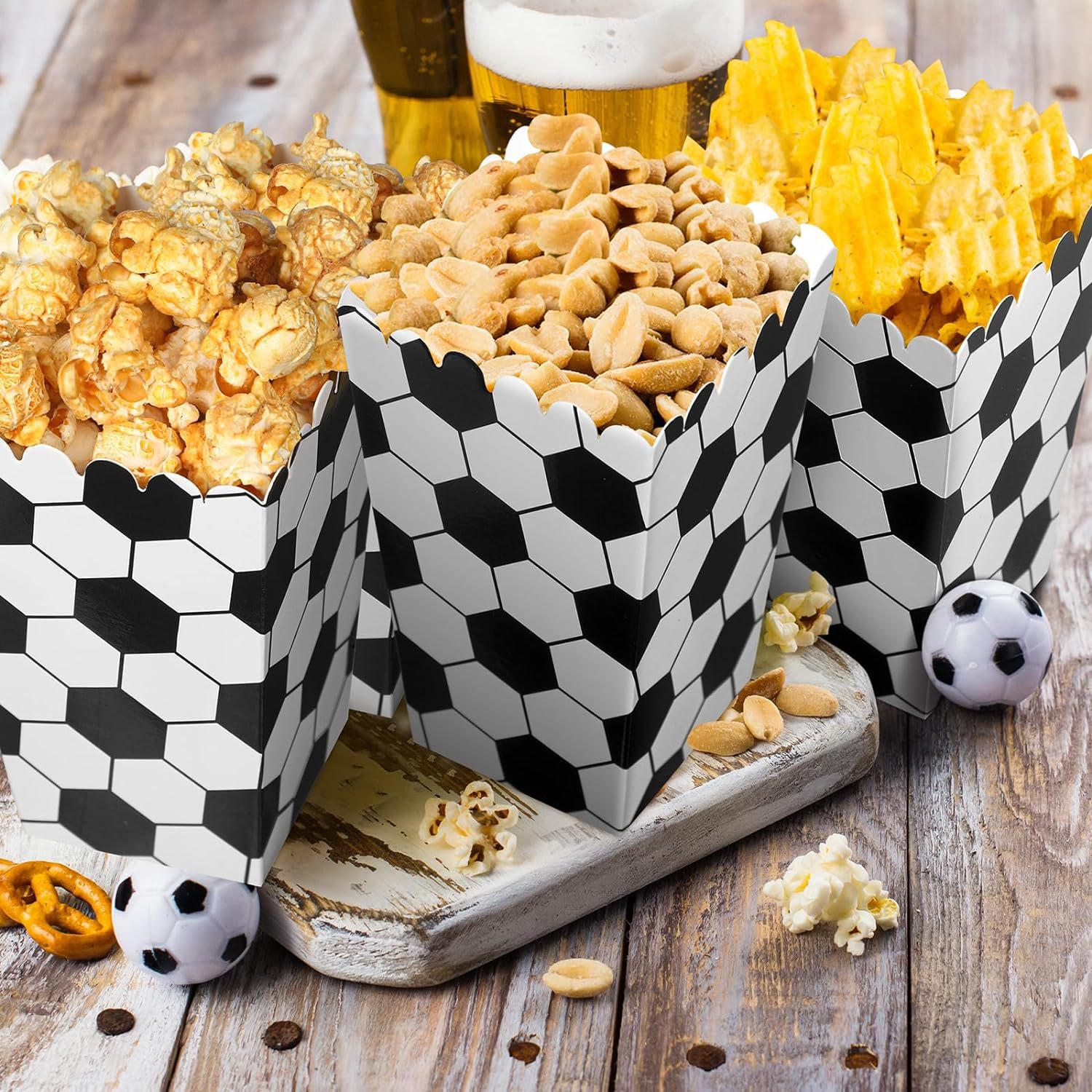 6/18Pcs  Football Popcorn Boxe - Event Party Box reseña y precio
