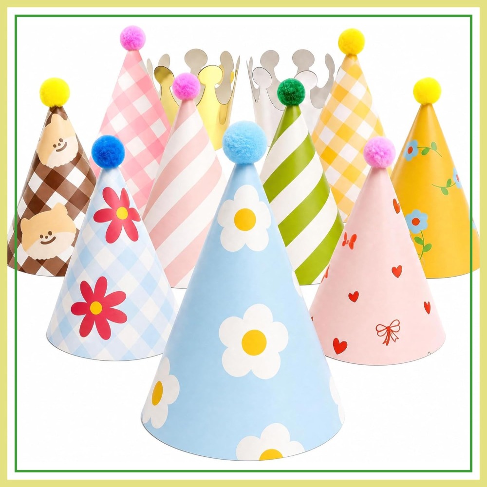 11 Pack Party Hats with Pom Po - Party Hat Cone reseña y precio
