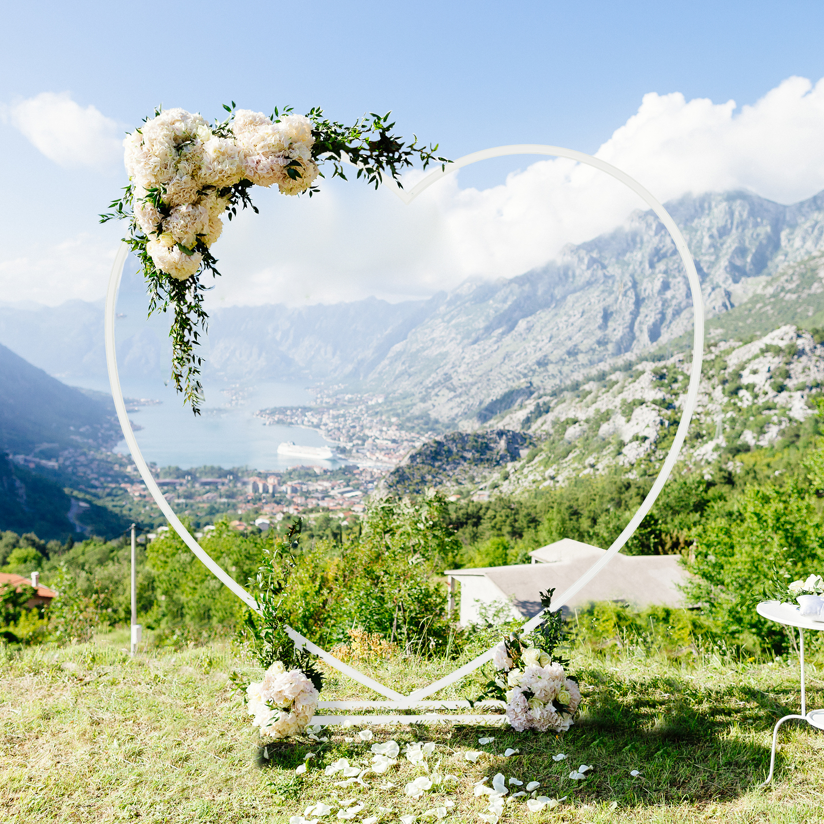 Heart Shaped White Metal Ballo - Balloon Arch Kit reseña y precio