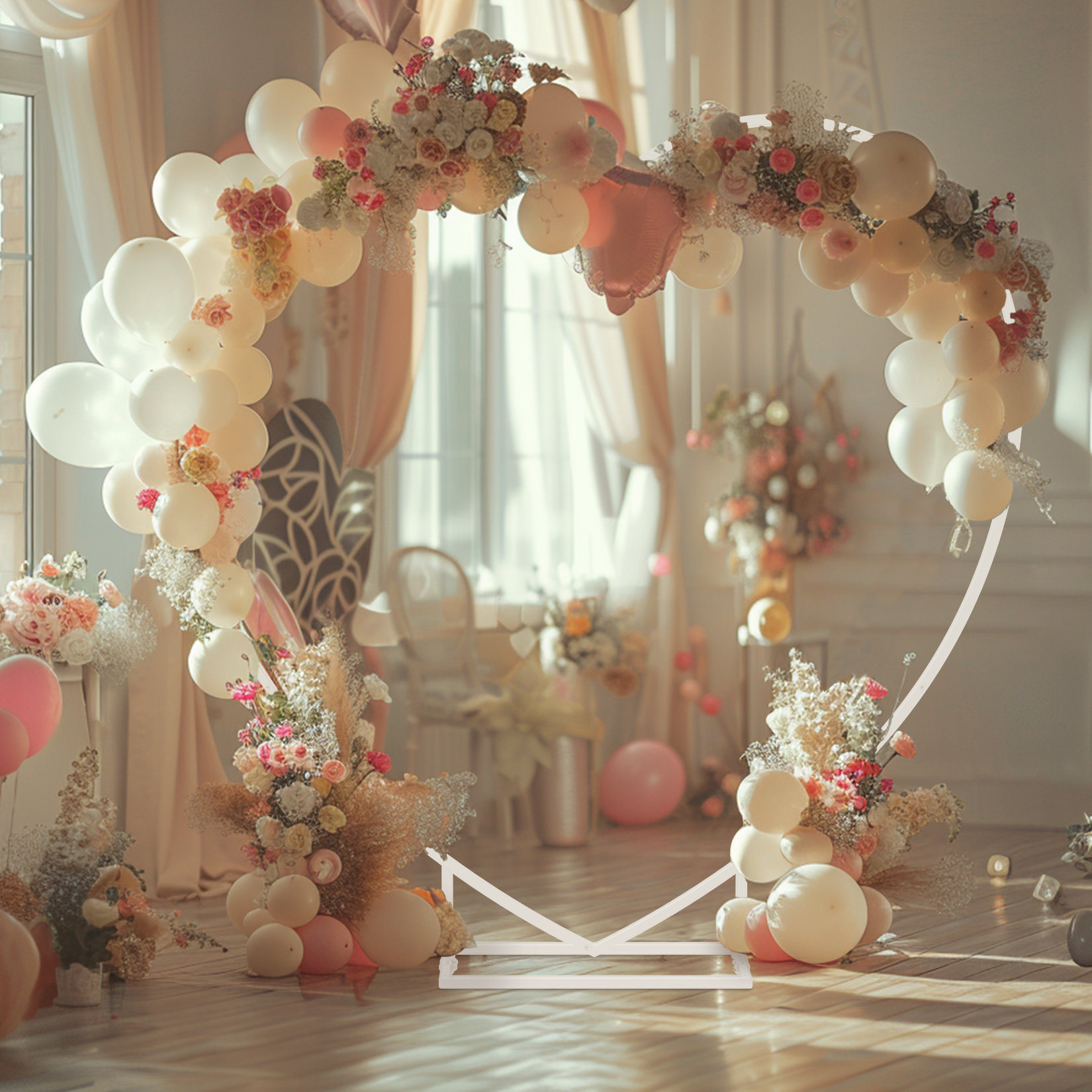 Heart Shaped White Metal Ballo - Balloon Arch Kit reseña y precio