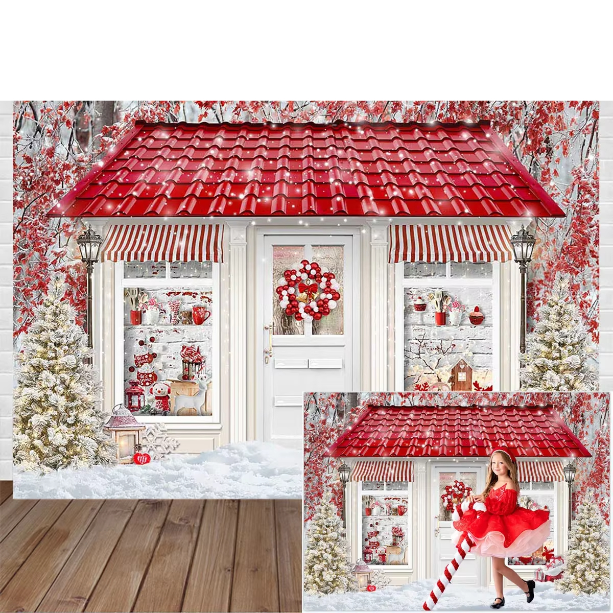 Winter Christmas Window Backgr - Party Event Supply Store reseña y precio