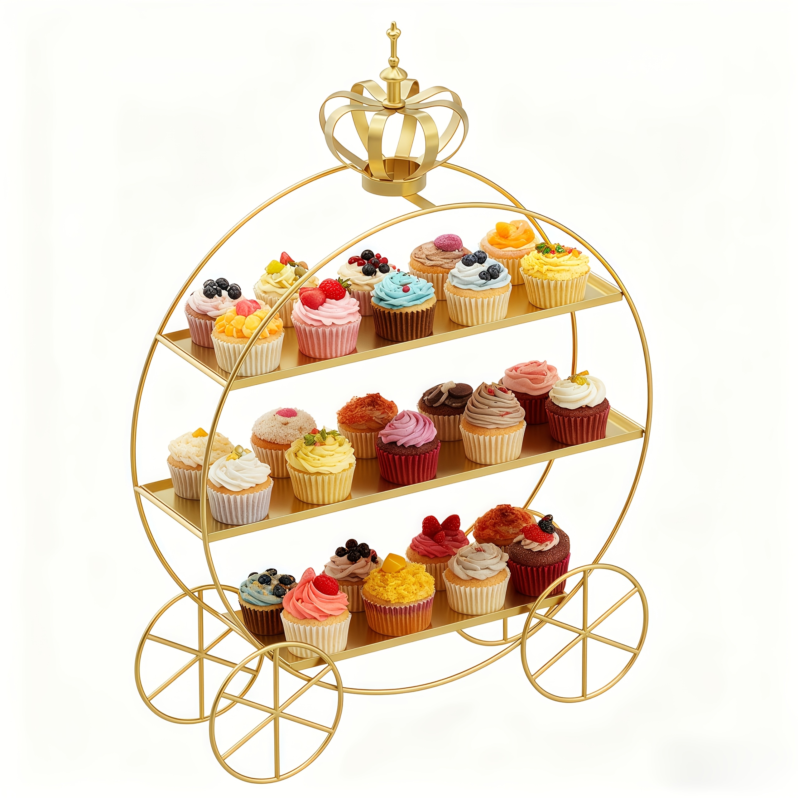 3-Tier Golden Crown Cake Stand - Cupcake Stand Tier reseña y precio