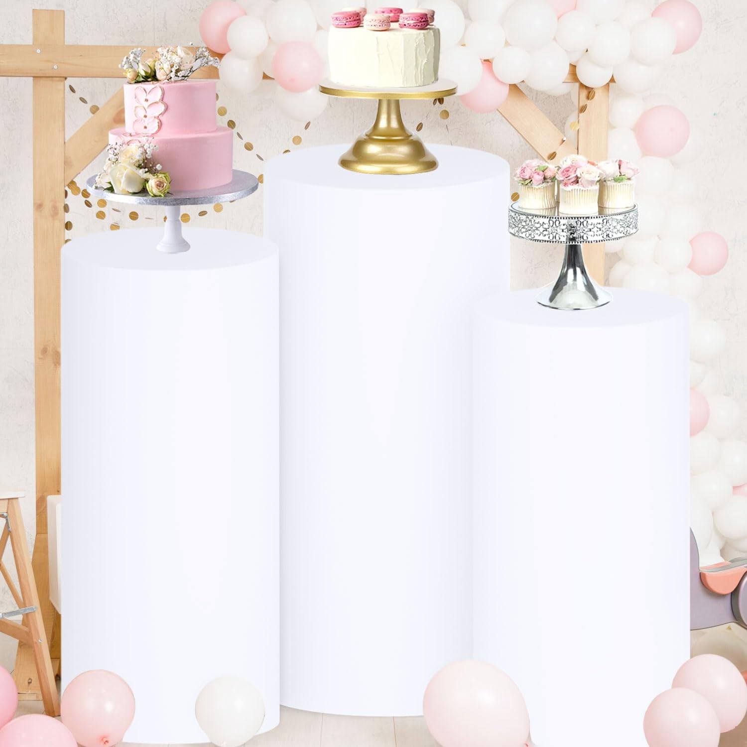 Yeele 1PCS/3PCS/5PCS White Cyl - Dessert Table Backdrop reseña y precio
