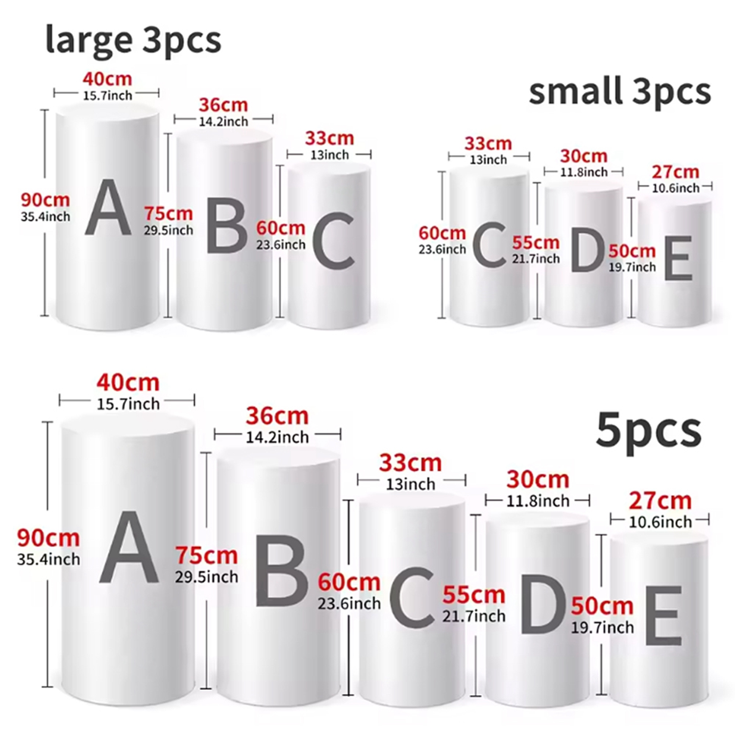 Yeele 1PCS/3PCS/5PCS White Cyl - Dessert Table Backdrop reseña y precio