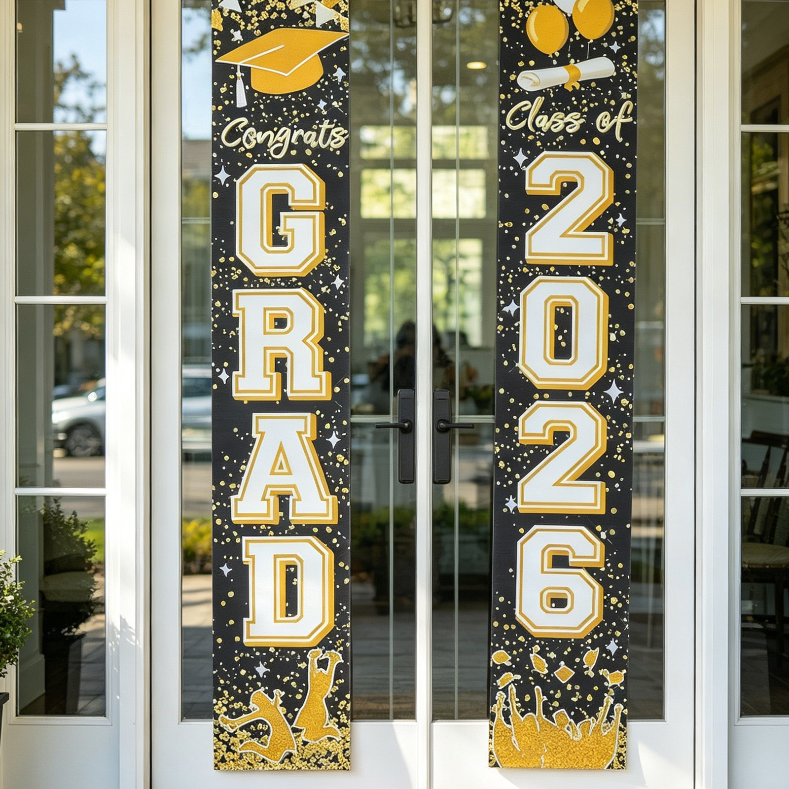 1Pair Graduation Door Couplets - Party Banner Gold reseña y precio