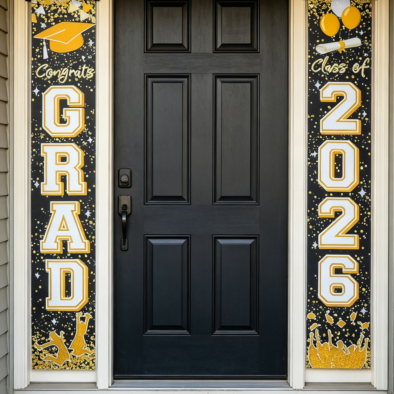 1Pair Graduation Door Couplets - Party Banner Gold reseña y precio