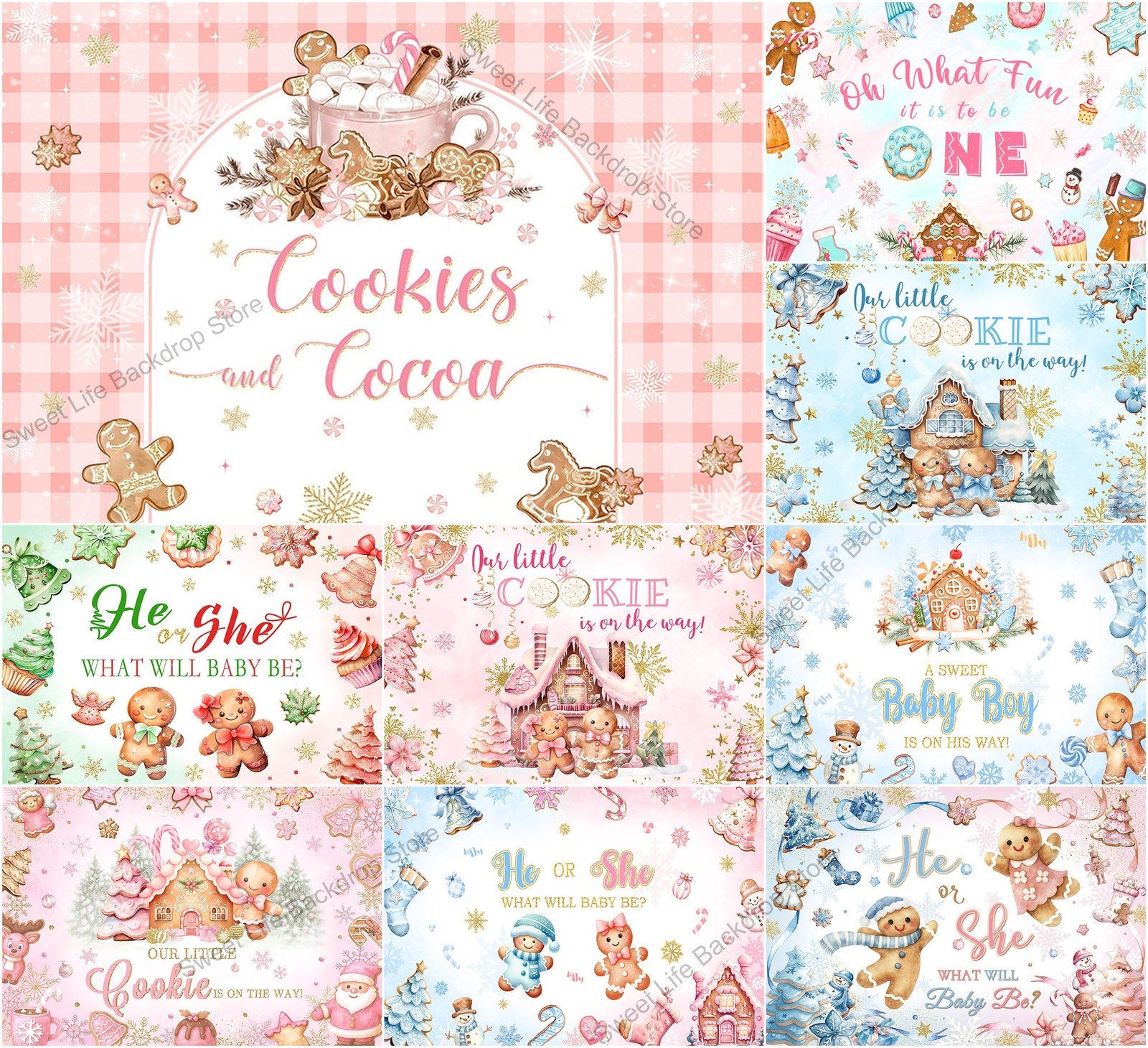 Christmas Gingerbread Baby Sho - Dessert Table Backdrop reseña y precio
